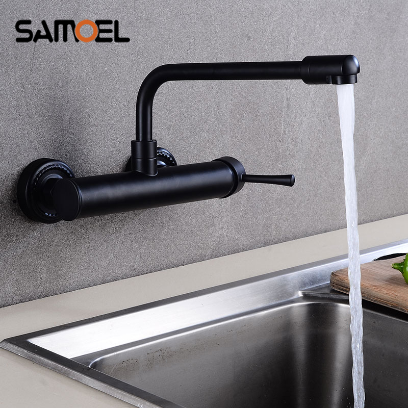 Commercial Kitchen Mixer Tap - New Arrival Brass Wall Mounted Black
