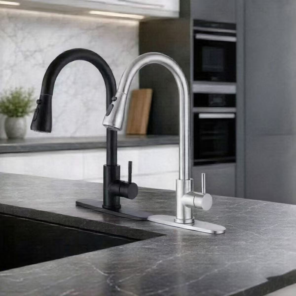Commercial Kitchen Mixer Tap - Kitchen Faucet Single Hole Pull Out