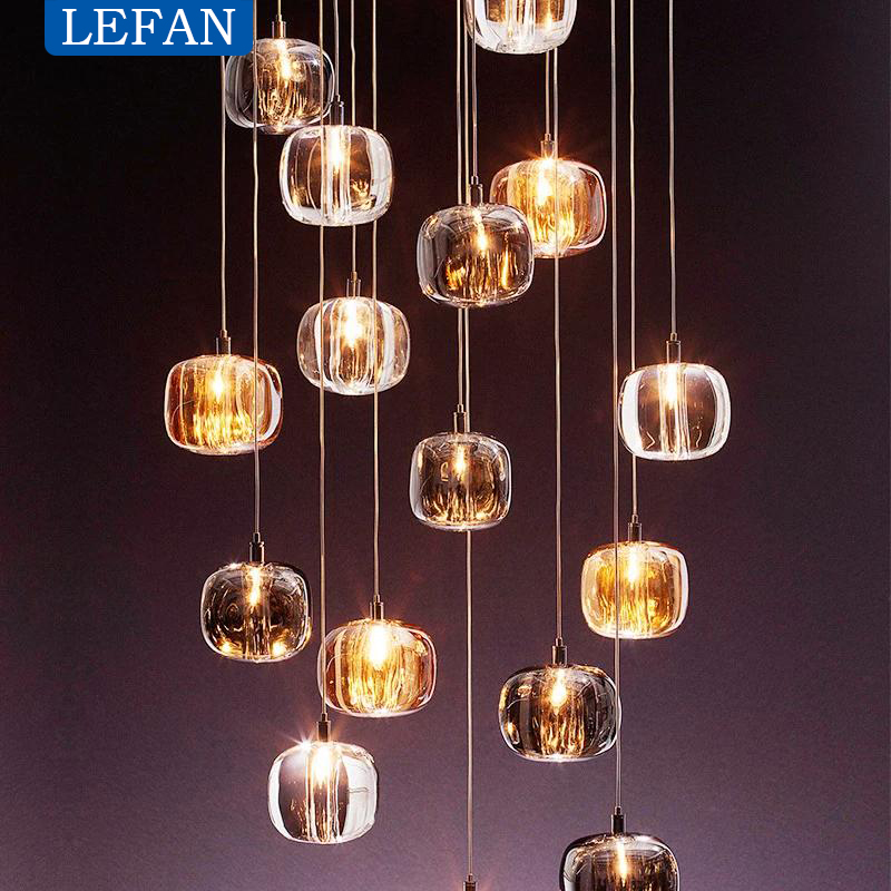 Commercial Kitchen Island - Modern Crystal LED Chandelier Staircase Living