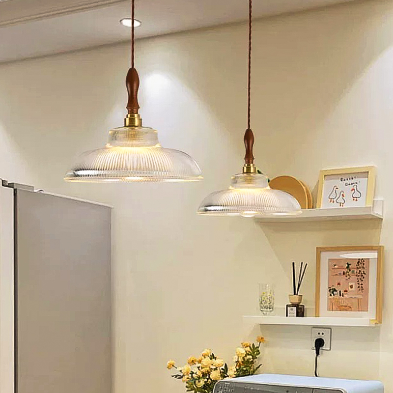 Commercial Kitchen Island - DAMIASMIL Glass Wood Art Pendant Lights
