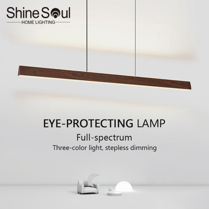 Commercial Kitchen Island - Walnut Led Pendant Light Long Strip