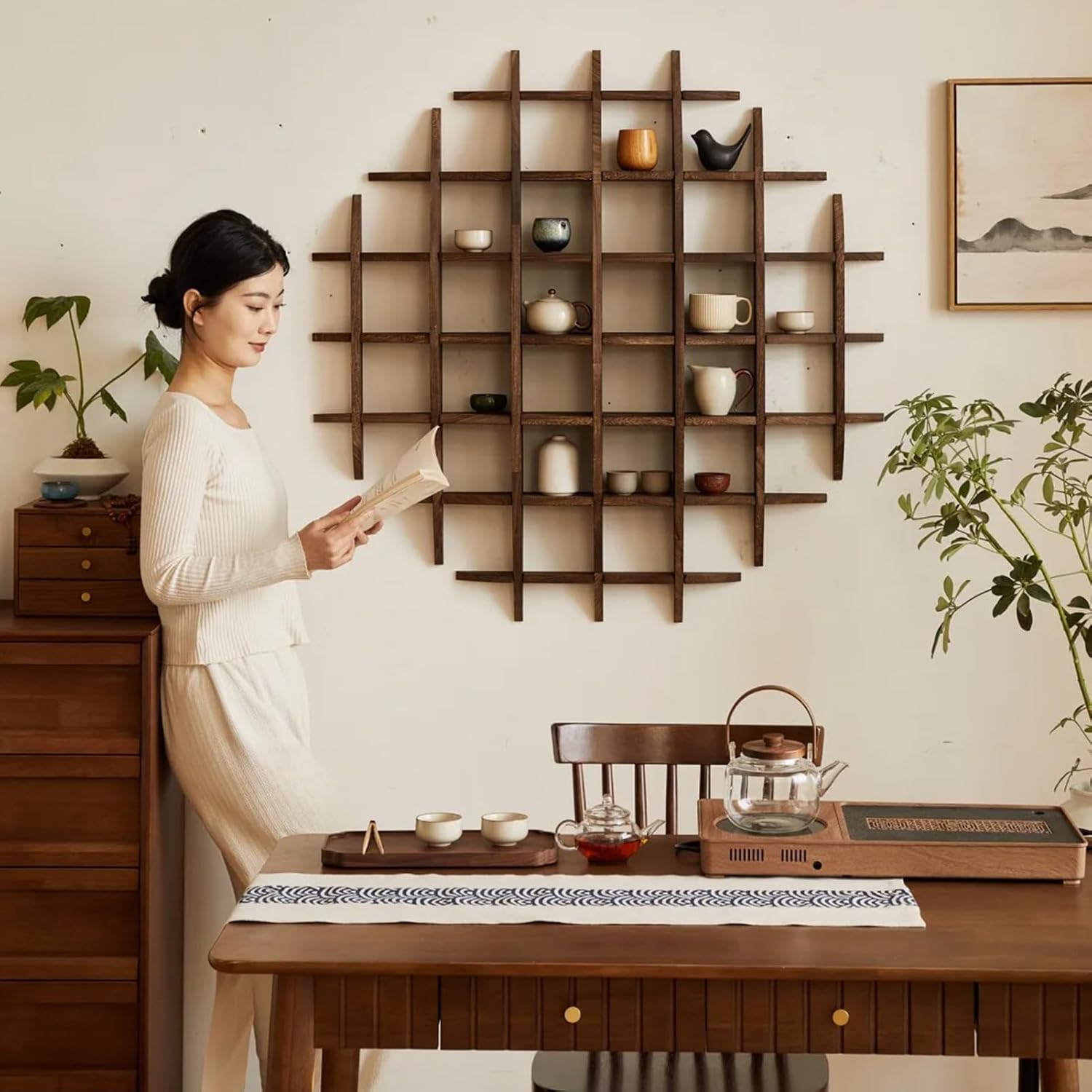 Solid Wood Chinese Tea Cup Hol - Wall Shelf Commercial Kitchen review and price